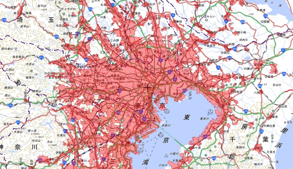 東京の人口集中地区